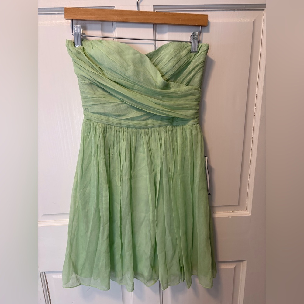 NWT J. Crew green chiffon silk strapless occasion special dress women 4 new